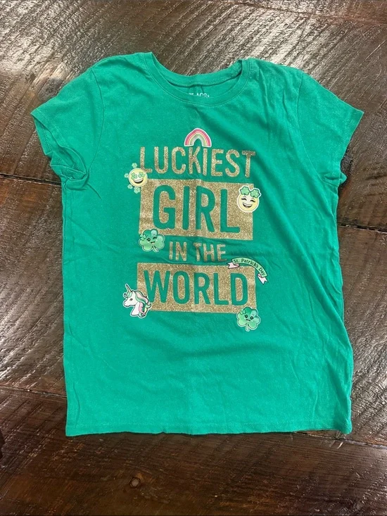 Luckiest Girl in the World Green Girls' Tee