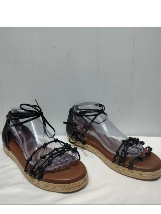ALOHAS Wanderer Espadrille Sandals Leather Black Brown‎ US 10 Anthropologie