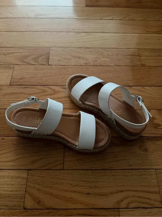 White Double-Strap Espadrille Platform Sandals