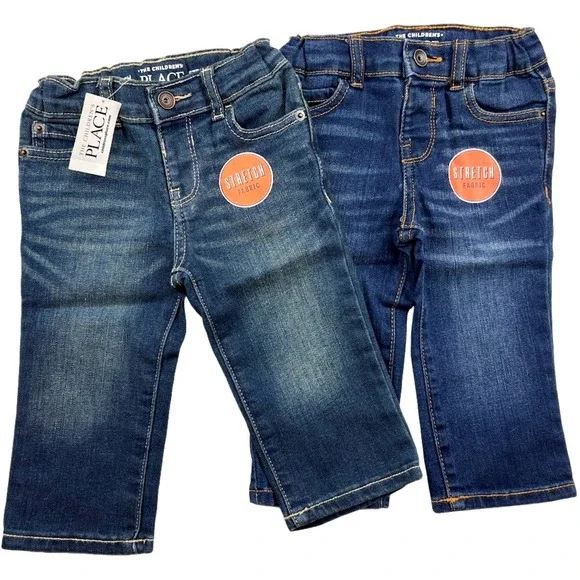 2 The Children's Place Baby Boy 9 12 Mos Jeans‎ Lot Stretch Straight 10