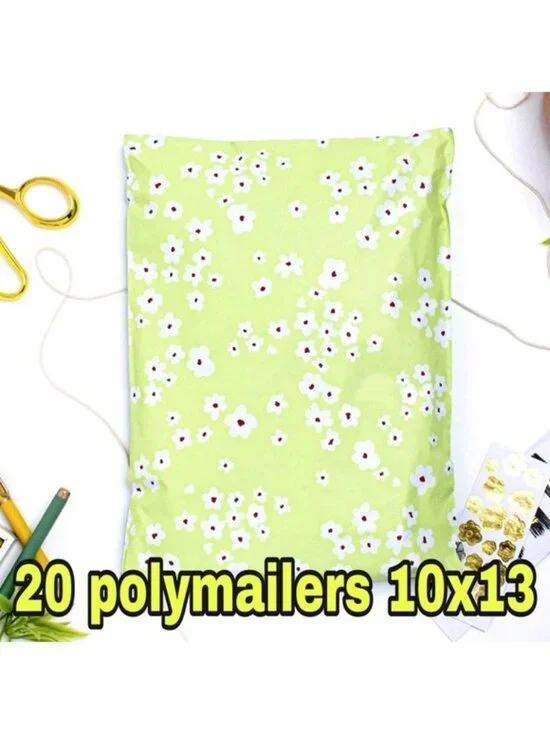 20 wild flower print polymailers 10x13
