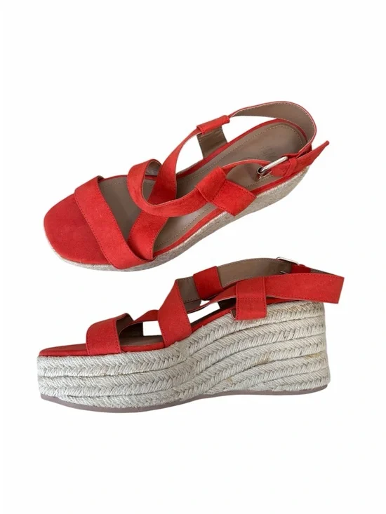 Women’s orange Suede Espadrille Wedge Sandals