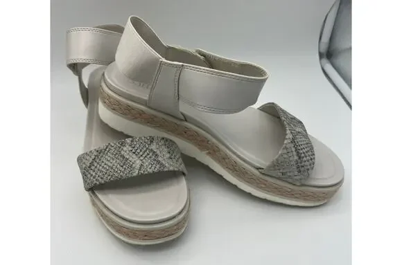 Franco Sarto Tinaka White & Gray Snakeskin Espadrille Sandals Shoes Size 9.5M