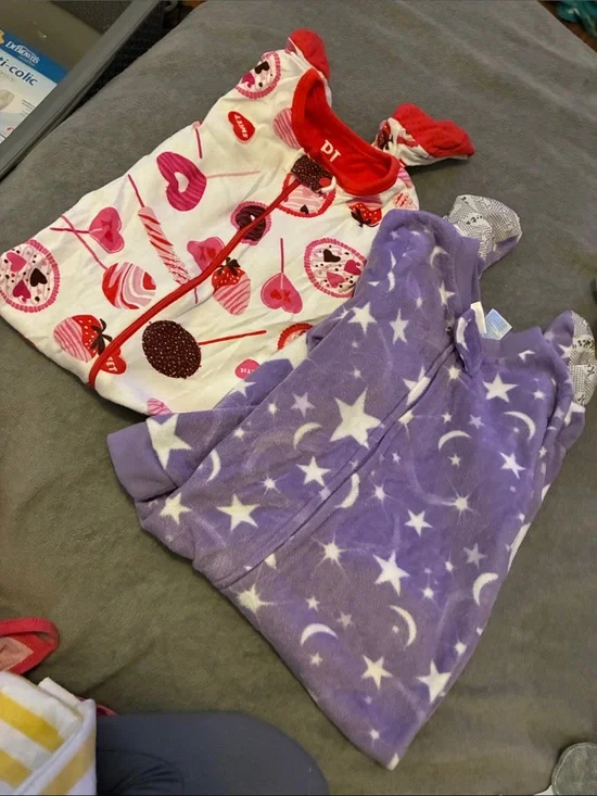 Place Two-Piece Sleep Sack Set - Purple & White with Red Accents