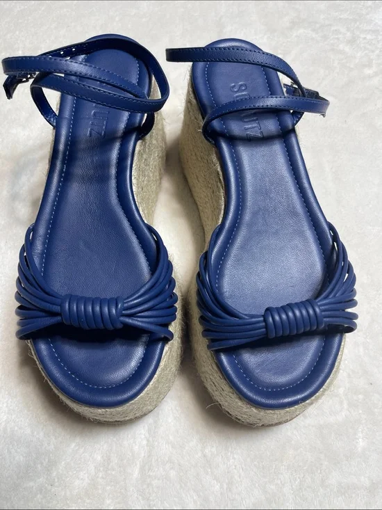 SCHUTZ Navy Blue Espadrille Wedge Sandals Size 5