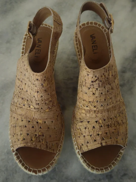 Vaneli Cork-Textured Open-Toe Espadrille Slingbacks - Tan