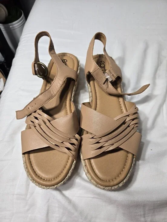 Earth Hilda Women's Platform Espadrille Sz 10 Like New Tan