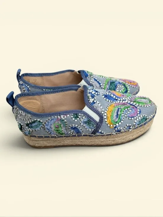 SAM EDELMAN Women's 6  Carrin Multi Color Embroidered Paisley Espadrilles
