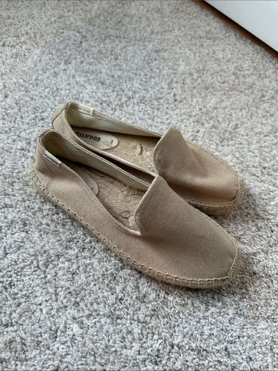 Soludos Slip-On Canvas Espadrilles in Beige Tan