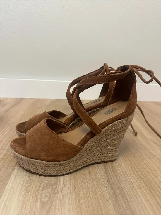 Ugg Reagan Suede Wedge Espadrille Sandals - Size 7