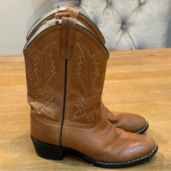 Old‎ West Youth Western Boot #1129 Corona Calf Leather Tan Size 2