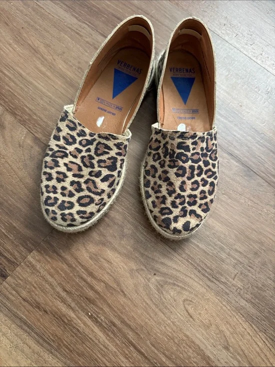 Verbenas Leopard Print Espadrille Flats - Tan/Black