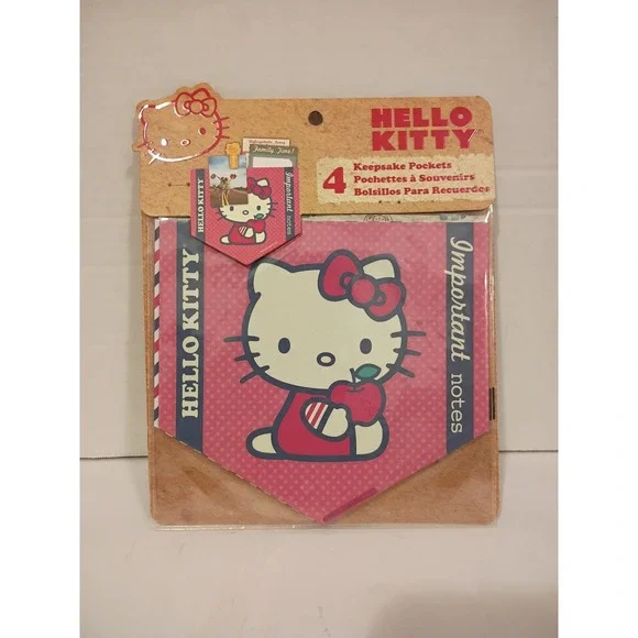 Sanrio Hello Kitty Keepsake Pockets 4ct Scrapbook Memory Pockets Red Pink 43531‎