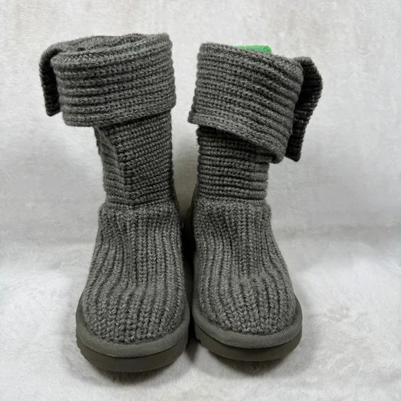 UGG Australia Cardy Grey Knit Button Boots S/N 5649 Kids Size 2 Mens 2