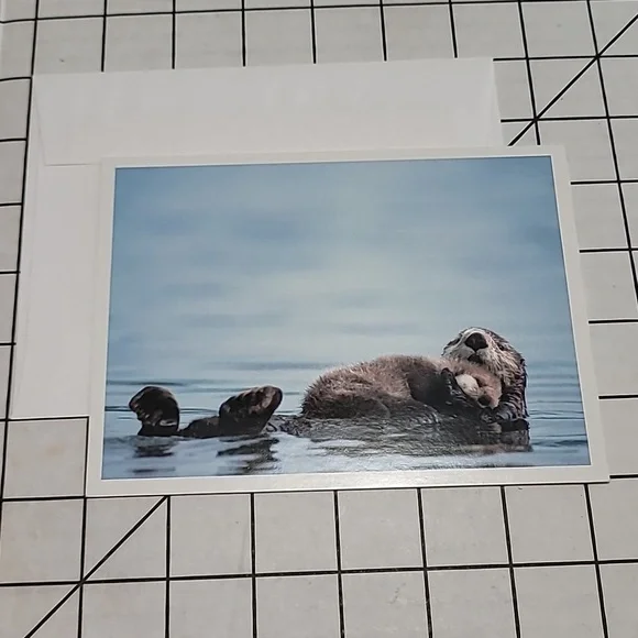 Sea Otters Note Card w‎ Envelope NIP