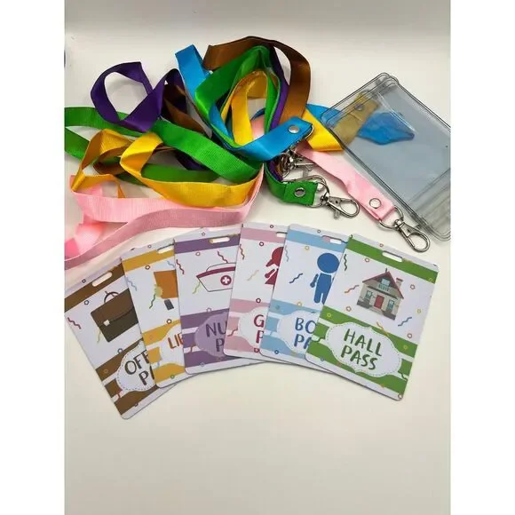School‎ Hall Pass Bundle Set with Lanyards Teacher Classroom  Organization