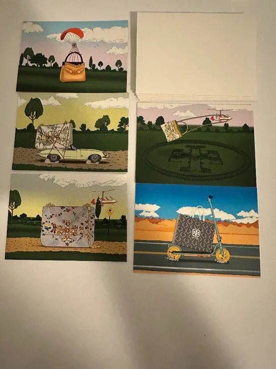 Tory Burch Mini Note Cards & Envelopes Set – Illustrated Handbag Design