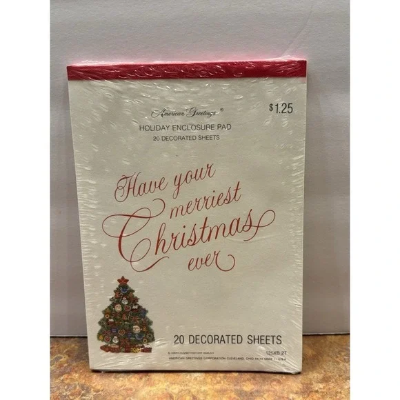 Vintage 80's American Greetings Christmas Holiday Pad 30 Paper Sheets Sealed