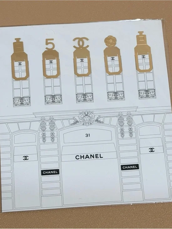 CHANEL 5pc Gold Signature Logo Bookmark