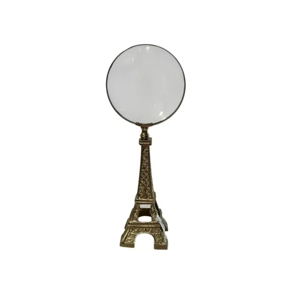 Vintage Brass Eiffel Tower Magnifying Glass Desk Office Decor Stand Paperweight