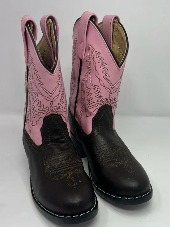 Smoky Mountain Monterey Girls 10.5 Western Boots Brown Pink Cowgirl Boot 1574C