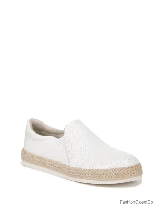 Faux Leather Slip On Espadrille Sneakers with Memory Foam Insole
