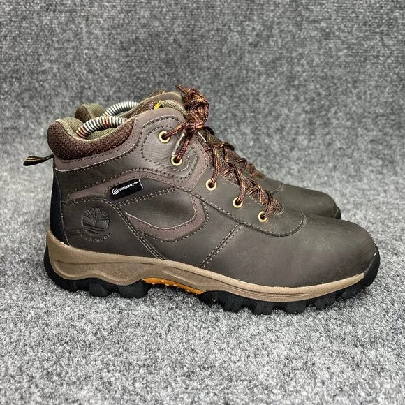 Timberland Mt. Maddsen Mid Boots Boy's 5 Brown‎ Leather Waterproof Hiking Shoes