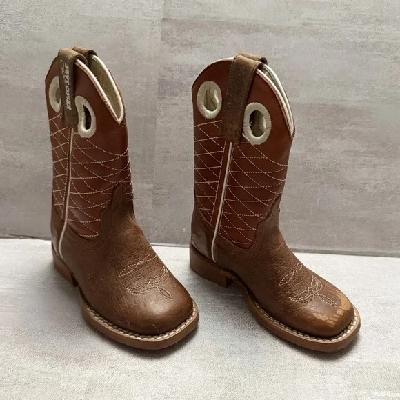 Anderson Beans 1028 Toddler Size 5 Cowboy Boots Quilted Brown‎ Leather EUC!