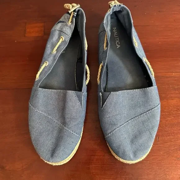 Nautica Slip On Solid Blue Rudder Espadrilles Shoes Summer 10 Coastal Beach