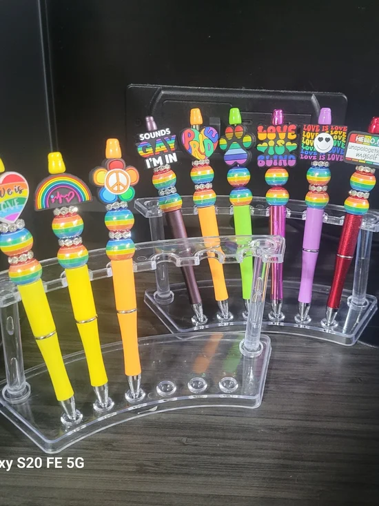 Handmade Rainbow Pride Beaded Pens