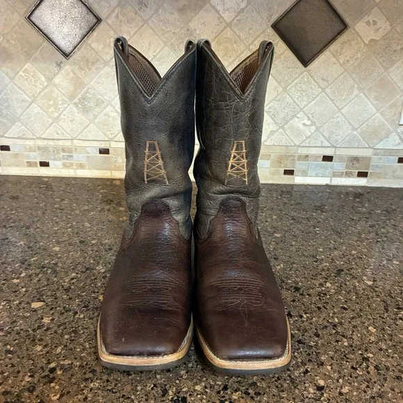 Twisted‎ X Youth 6M Boots Cognac Blue Western Square Toe Oil Rig Work Cowboy
