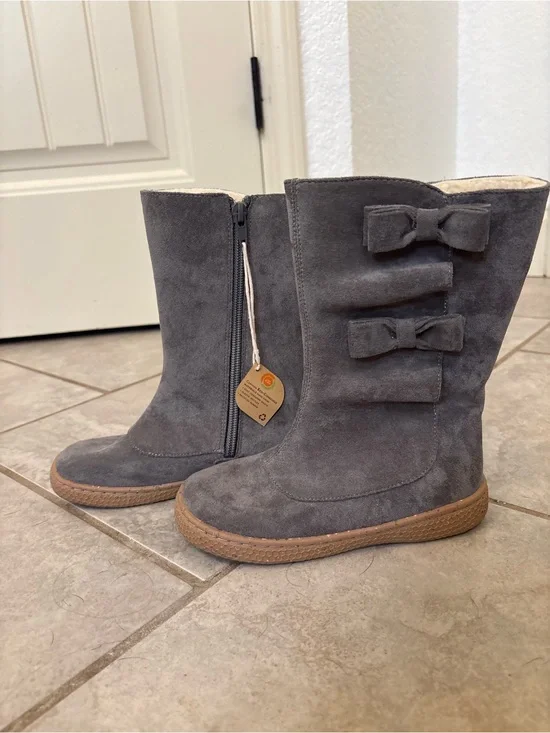 Livie & Luca Bobbie Boot Gray Sustainable Suede Boots Girls Size‎ 12 NWT