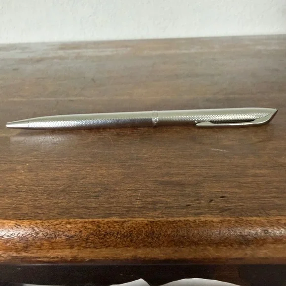 Vintage Kreisler USA‎ Textured Silver Tone Ballpoint Pen Mid Century