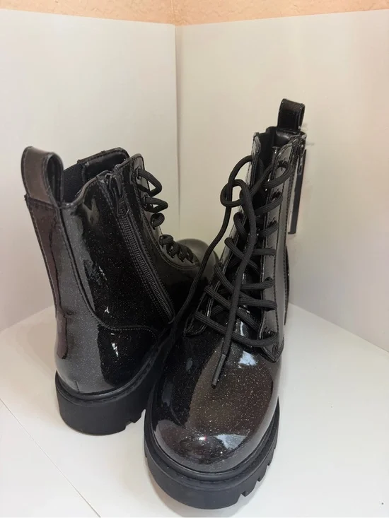 art class Black Glitter Patent Lace-Up Platform Ankle Boots