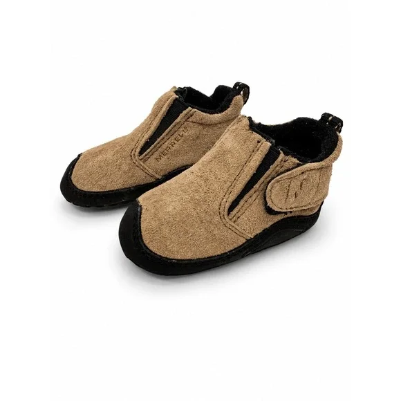MERRELL My First Merrells Infant Shoes 3-6 Months Suede Leather Baby Booties Tan
