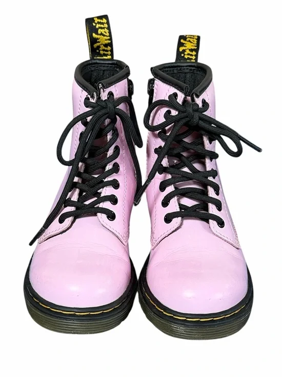 Girl’s Dr. Martens Pale Pink Patent Leather Side Zip Air Wair Boots Sz 11