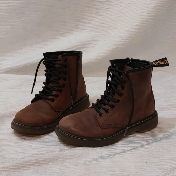 Dr. Martens Brown Kids Lace-Up Combat Boots Size 2