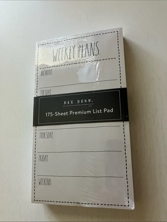 Rae Dunn 175 Sheet Premium List Pad  “Weekly Plans” - NWT