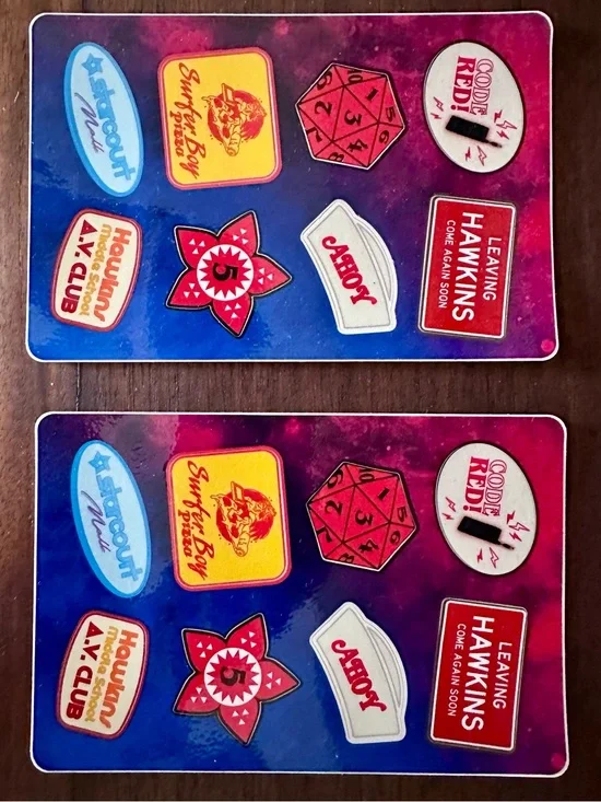 Stranger Things Vinyl Sticker Sheet - Red, Blue, Yellow Accents