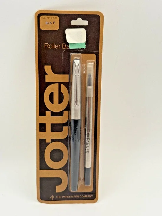 Vintage Parker Jotter Roller Ball Pen NOS Black Fine Sealed USA Blister Pack