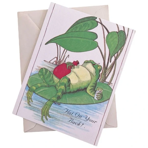 Vintage Get Well Card Sick Frog Toad Teitel Artist