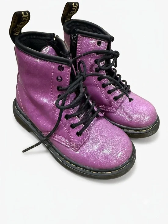 Dr. Martens 1460 Glitter T Pink Lace Up Boots Toddler Size 9 US