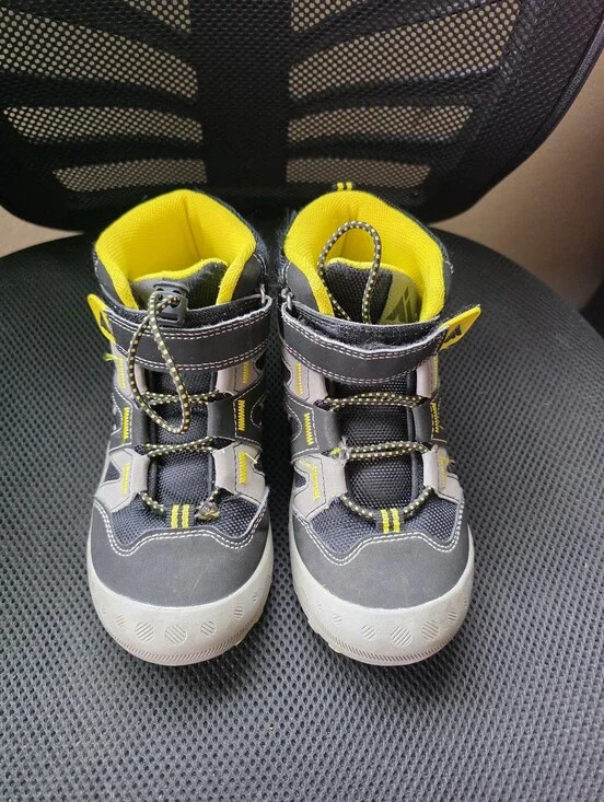 Mishansha Kids Hiking Boots Size EU 32 (US 1-1.5) Grey/Yellow High-Top Trail Sho