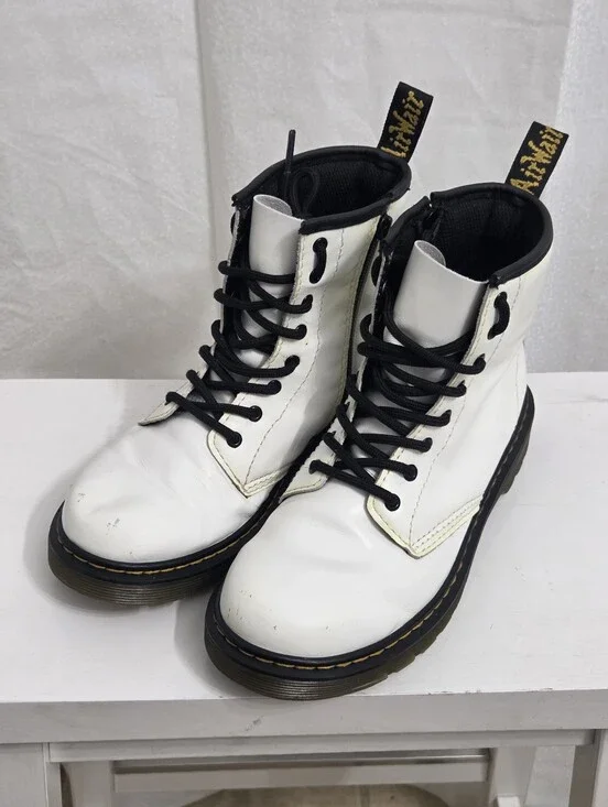 Dr. Martens Junior White Combat Boots Size US 4