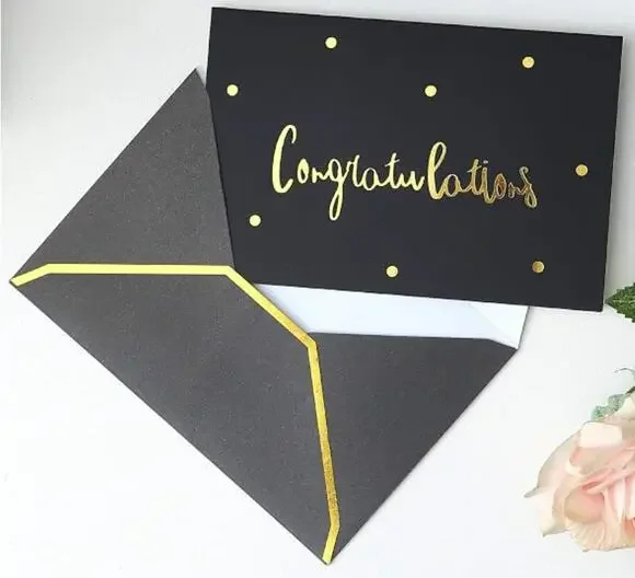 36 PK Gold and Black Congratulations Cards with Envelopes, Congrats Card