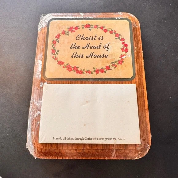 NEW Sealed Dicksons Wooden Memo Pad Holder Christ is the‎ Head of this House