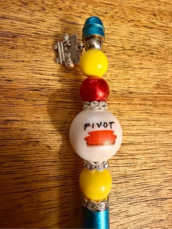 Pivot Bead Pen in Bright Yellow, Red & Teal Accents with Couch charm
