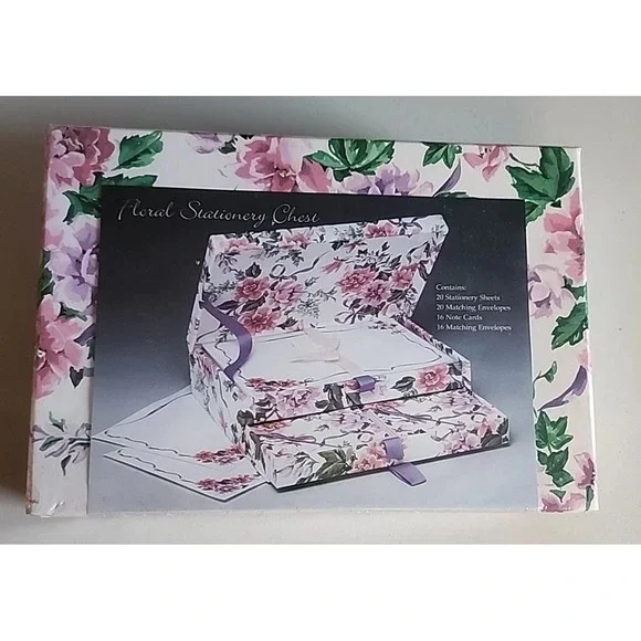 Floral Stationary Chest Box w Drawer Factory Sealed Nelson Graphomania New