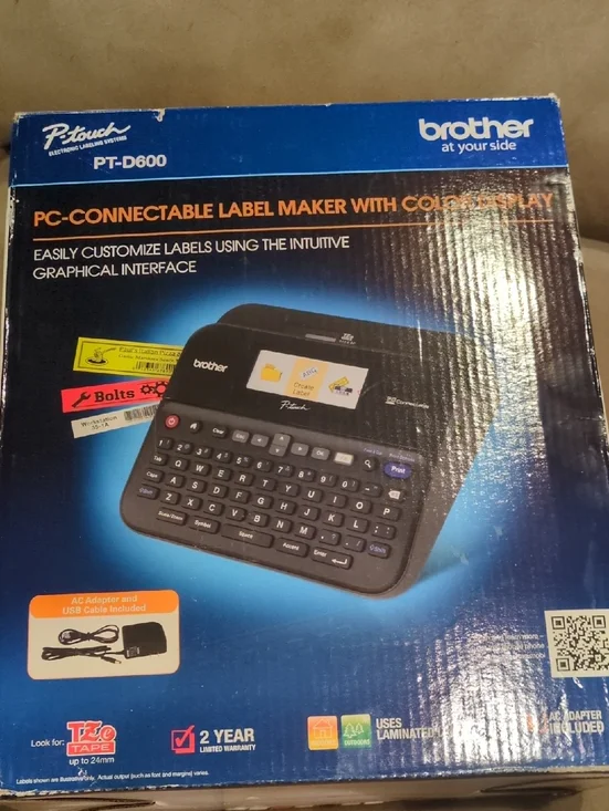 Brother PT-D600 Label Maker - Black and Blue