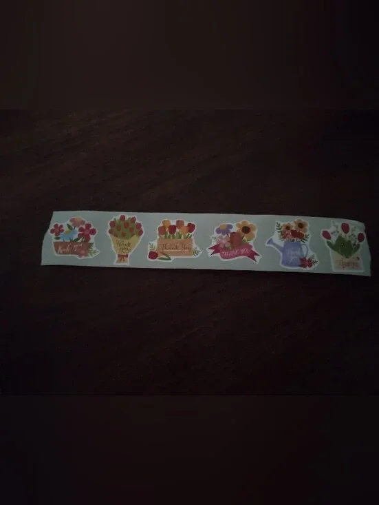Floral Thank You  Stickers total of 200- Colorful Bouquet Designs